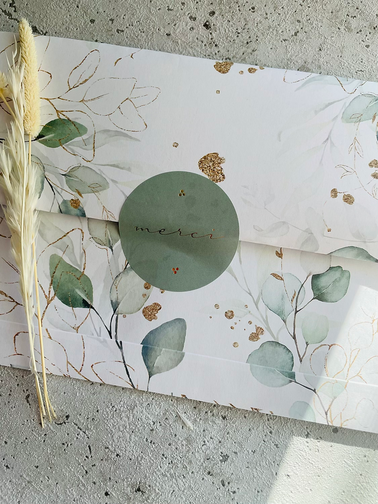 Papier Taschen  •Eukalyptus Golddesign• 10 Stk Eigenproduktion