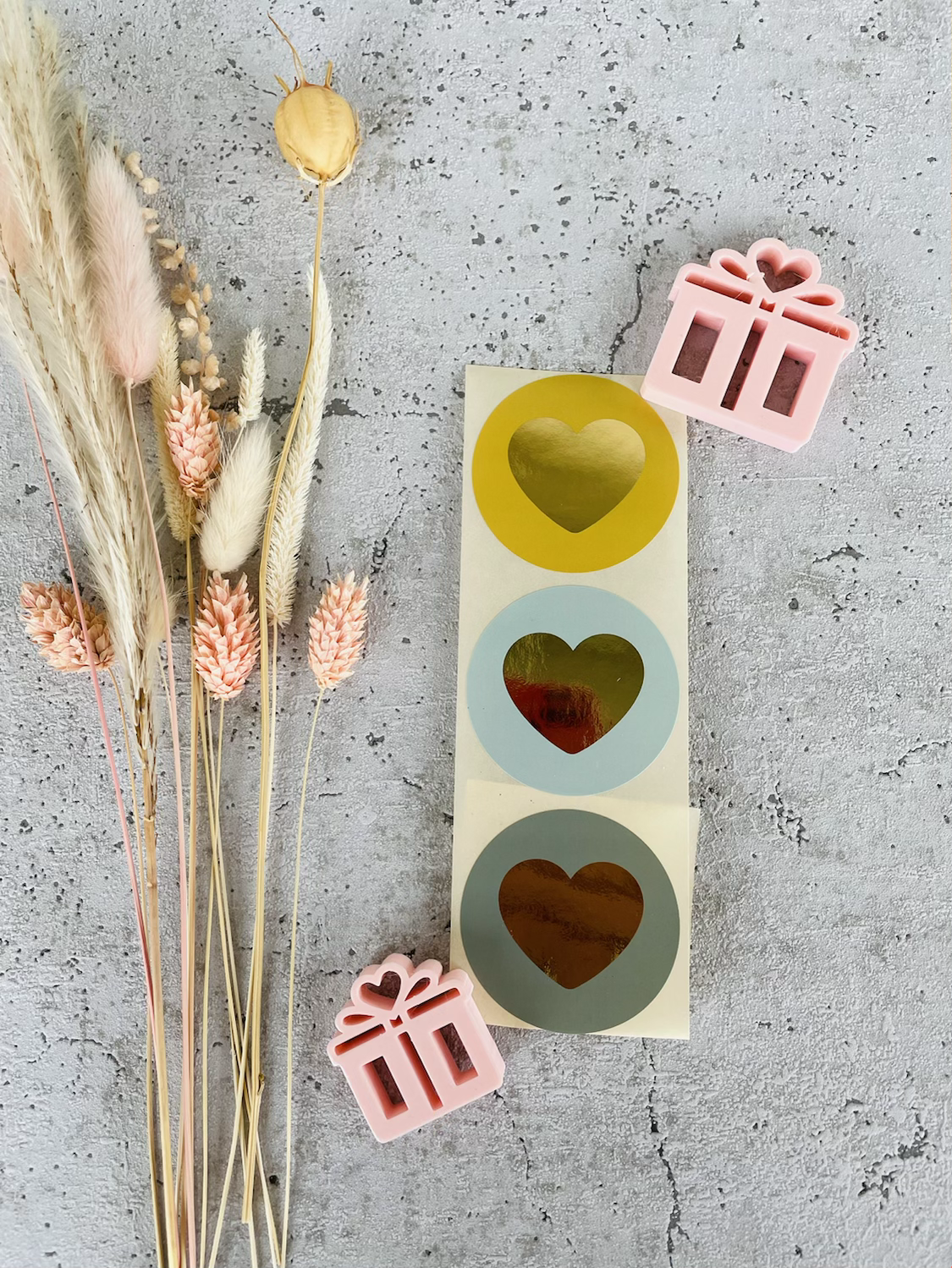 Sticker Herz Senfgelb /Blau