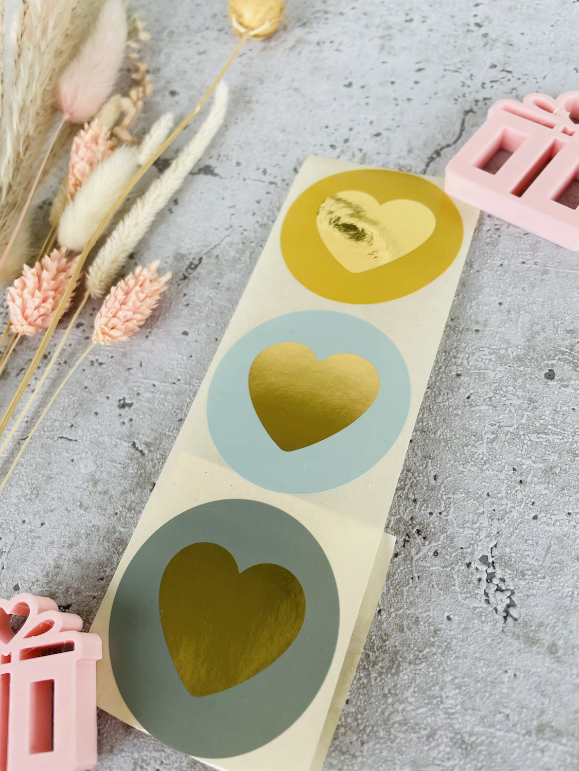 Sticker Herz Senfgelb /Blau