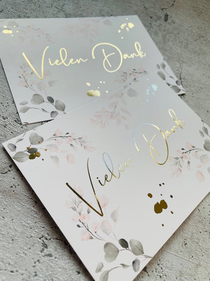 Karten  •VielenDank• mit Goldveredlung Aquarell Flowers