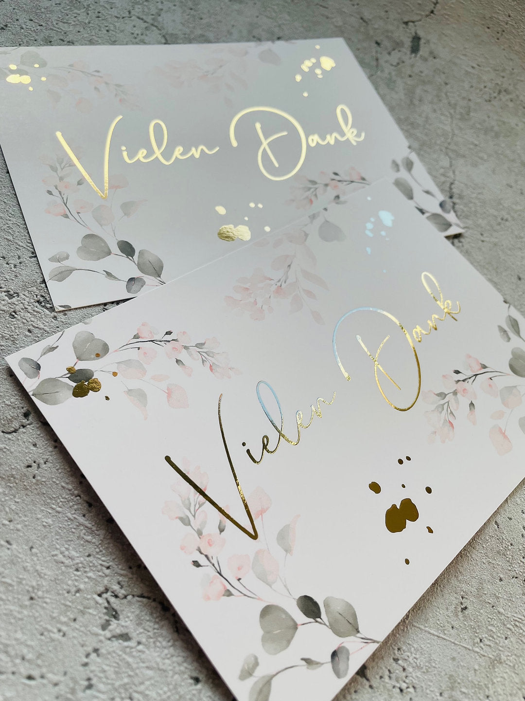 Karten  •VielenDank• mit Goldveredlung Aquarell Flowers