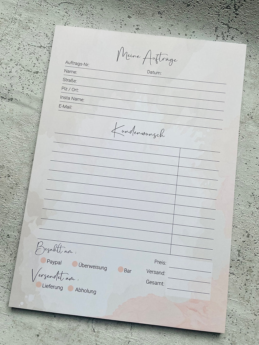 Auftragsblock A4 Aquarell Beige