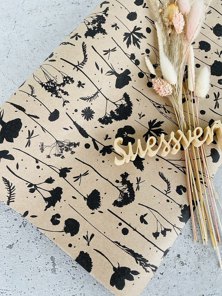 Geschenkpapier  50x300cm Kraftpapier Blumen