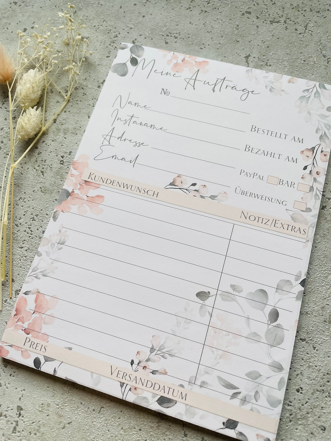 Auftragsblock A5 Aquarell Blumen