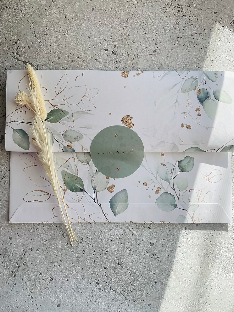 Papier Taschen  •Eukalyptus Golddesign• 10 Stk Eigenproduktion