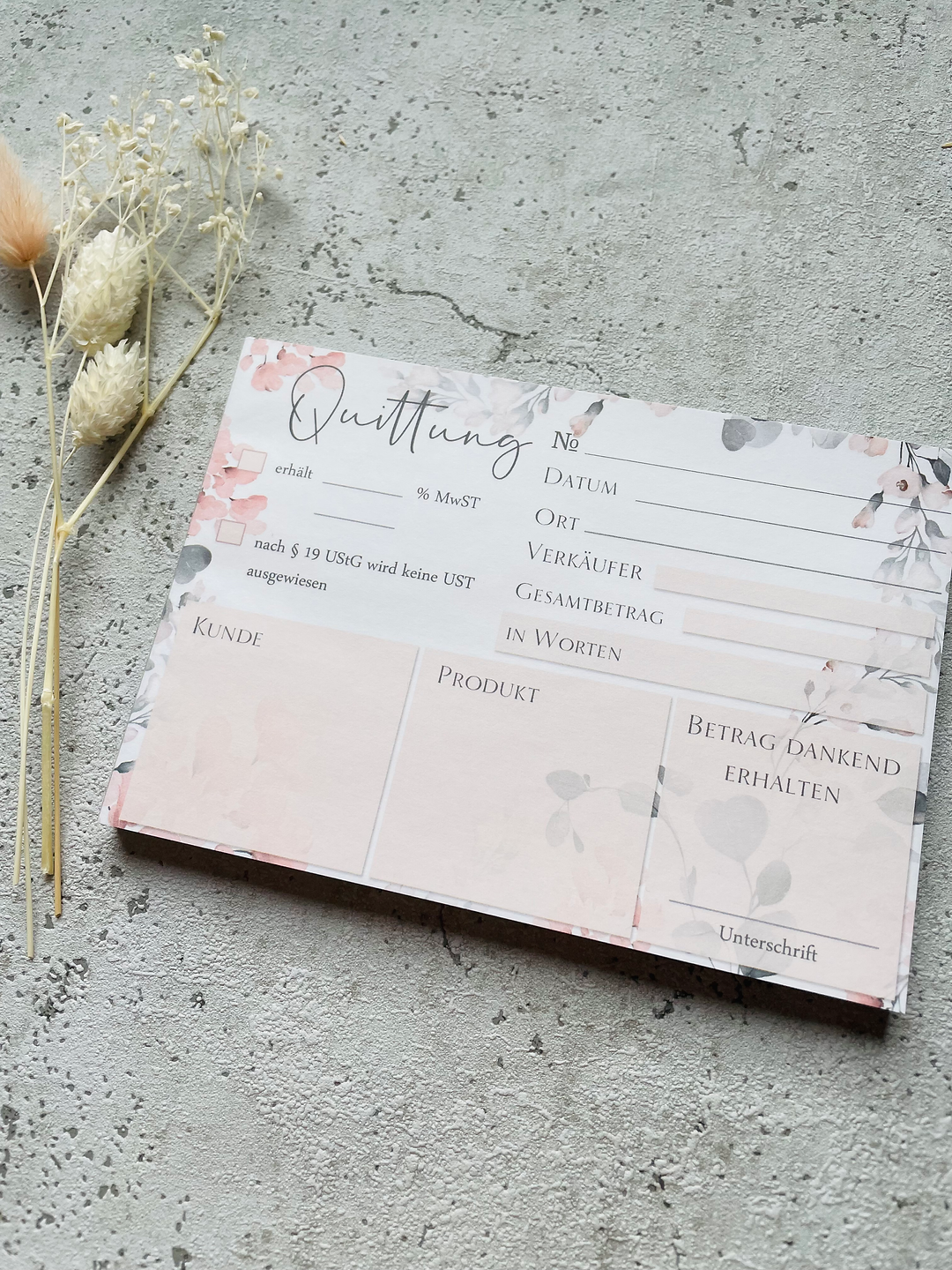 Quittungsblock A6 Aquarell Blumen