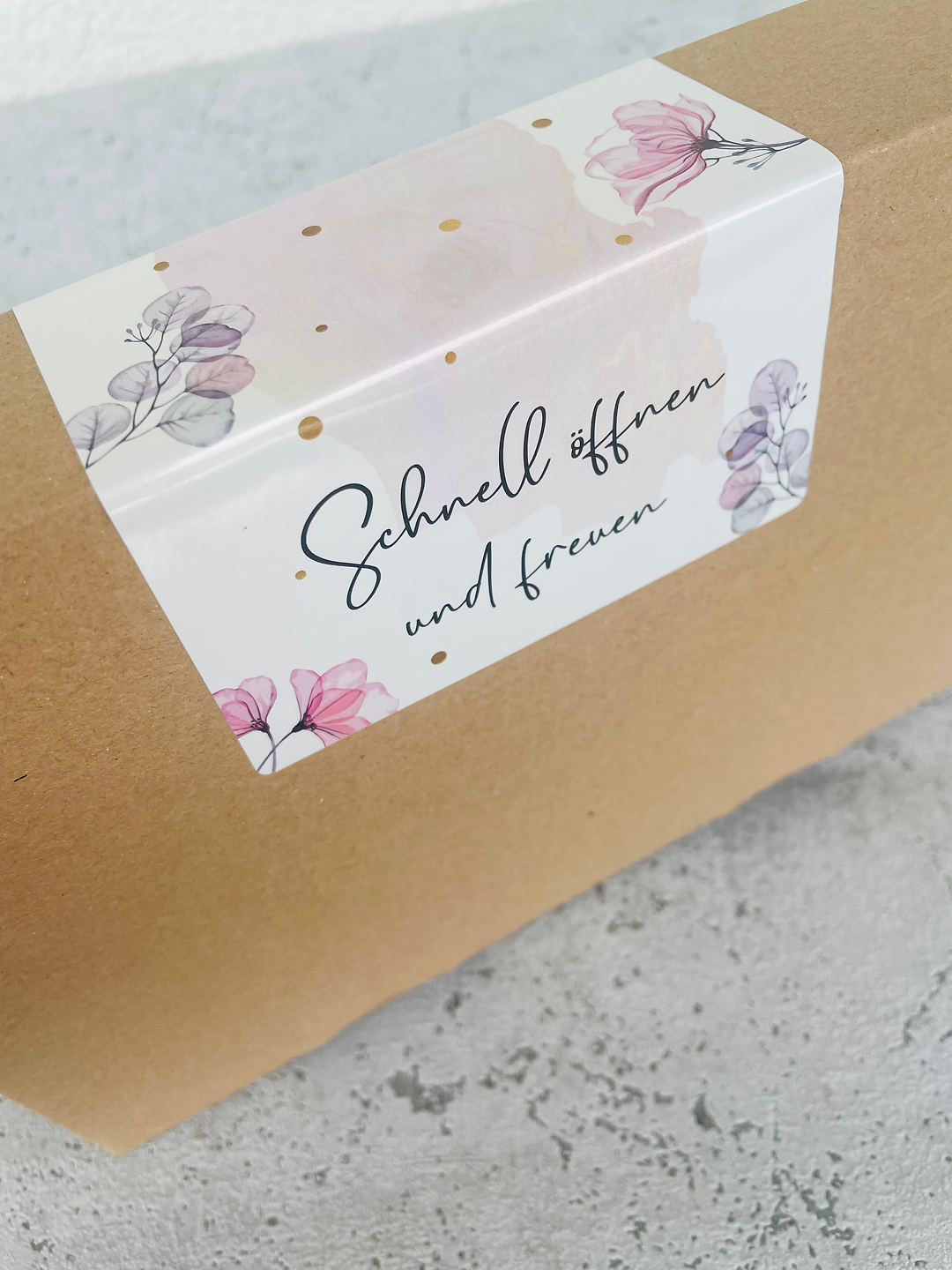 Packing Aufkleber im Aquarell Blumen Design