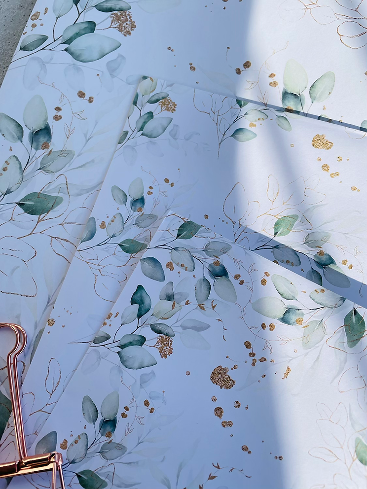 Papier Taschen  •Eukalyptus Golddesign• 10 Stk Eigenproduktion