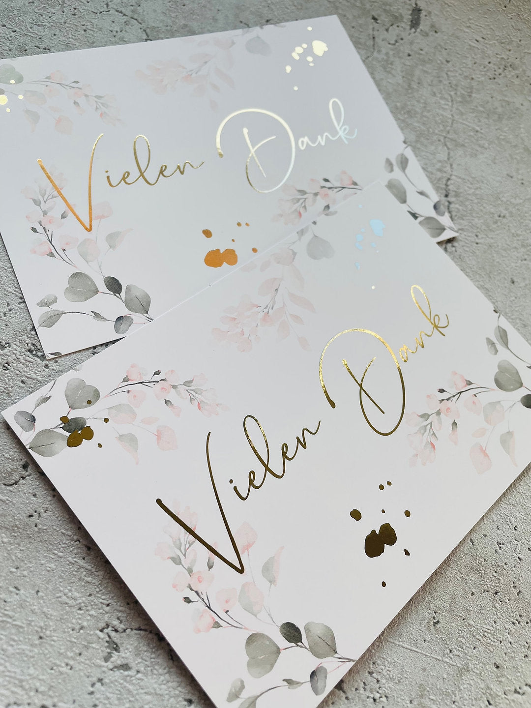 Karten  •VielenDank• mit Goldveredlung Aquarell Flowers