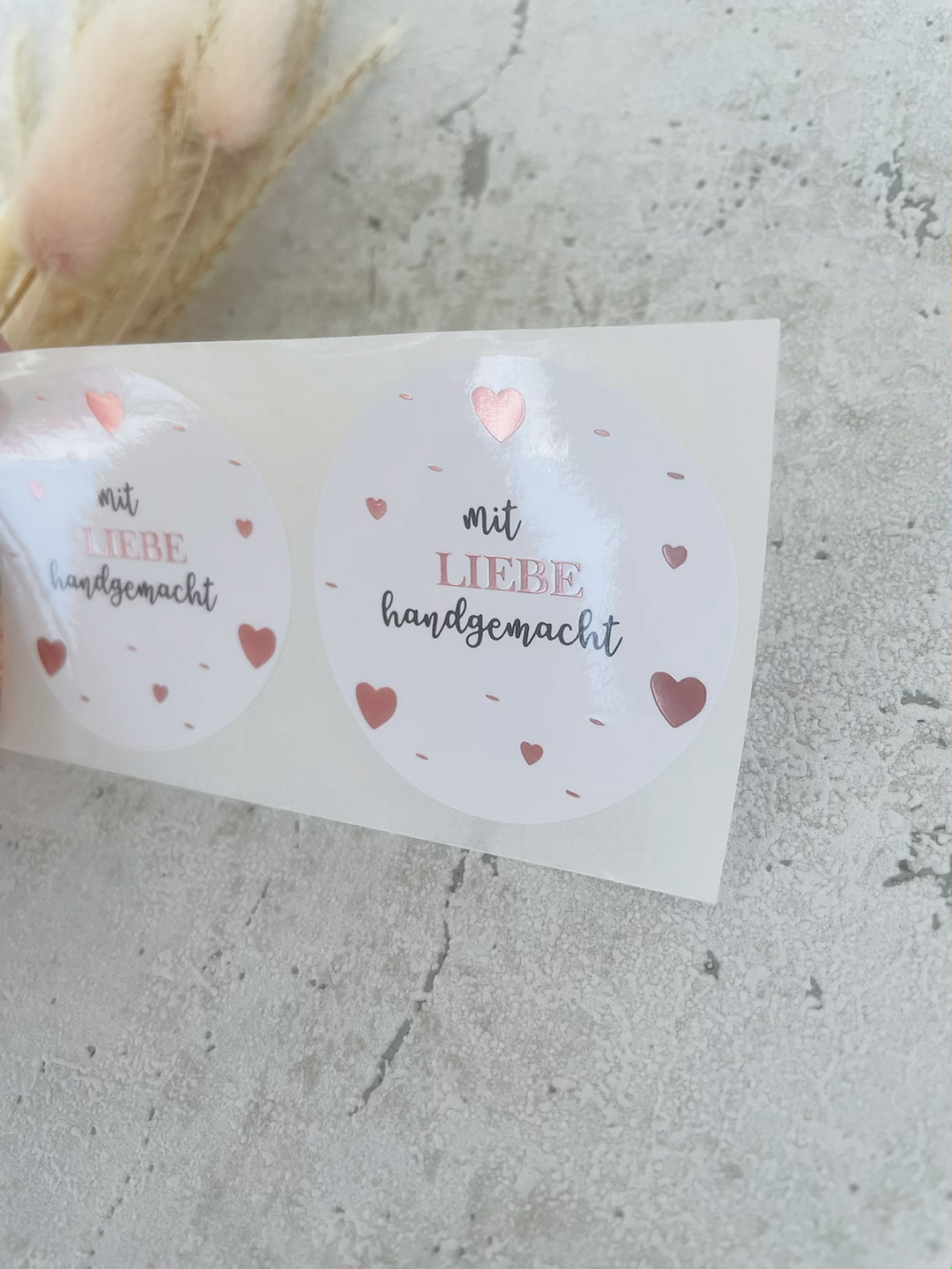 Sticker •mit Liebe handgemacht • Roségold  EIGENPRODUKTION  10 Stk.
