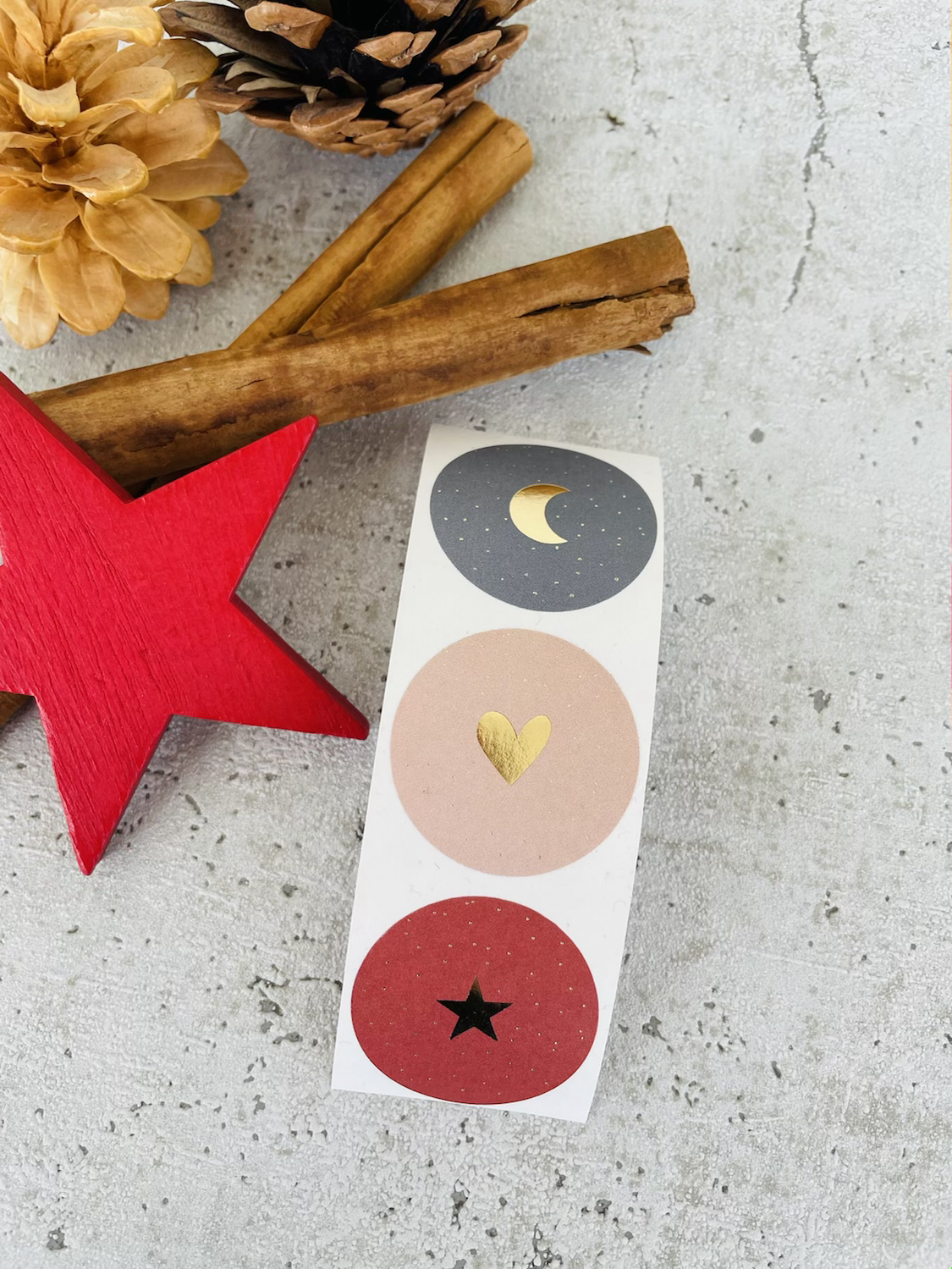 Sticker •Stern Herz Mond gold• 10 Stk.