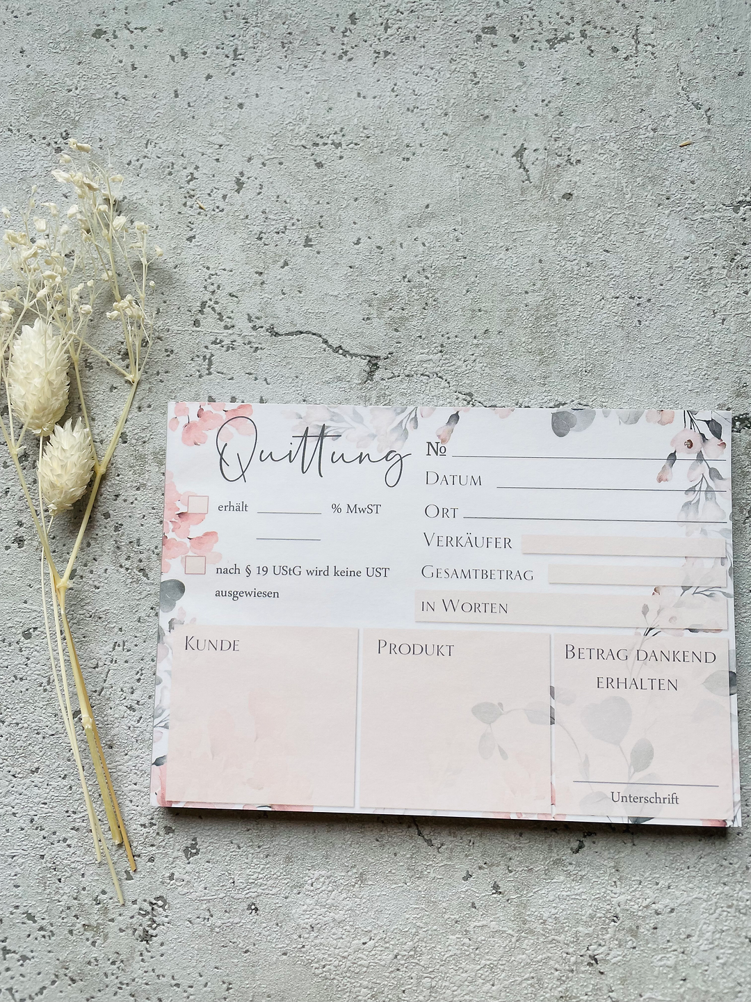 Quittungsblock A6 Aquarell Blumen