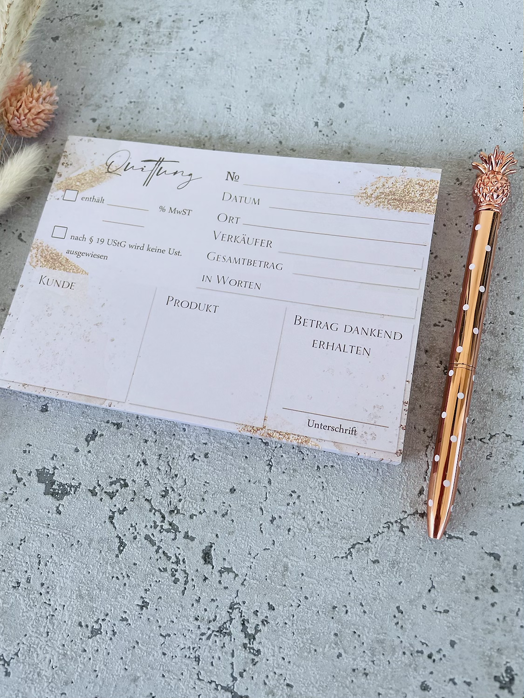 Quittungsblock A6 Golddesign