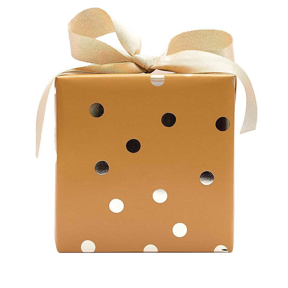 Geschenkpapier Punkte Senfgelb Gold