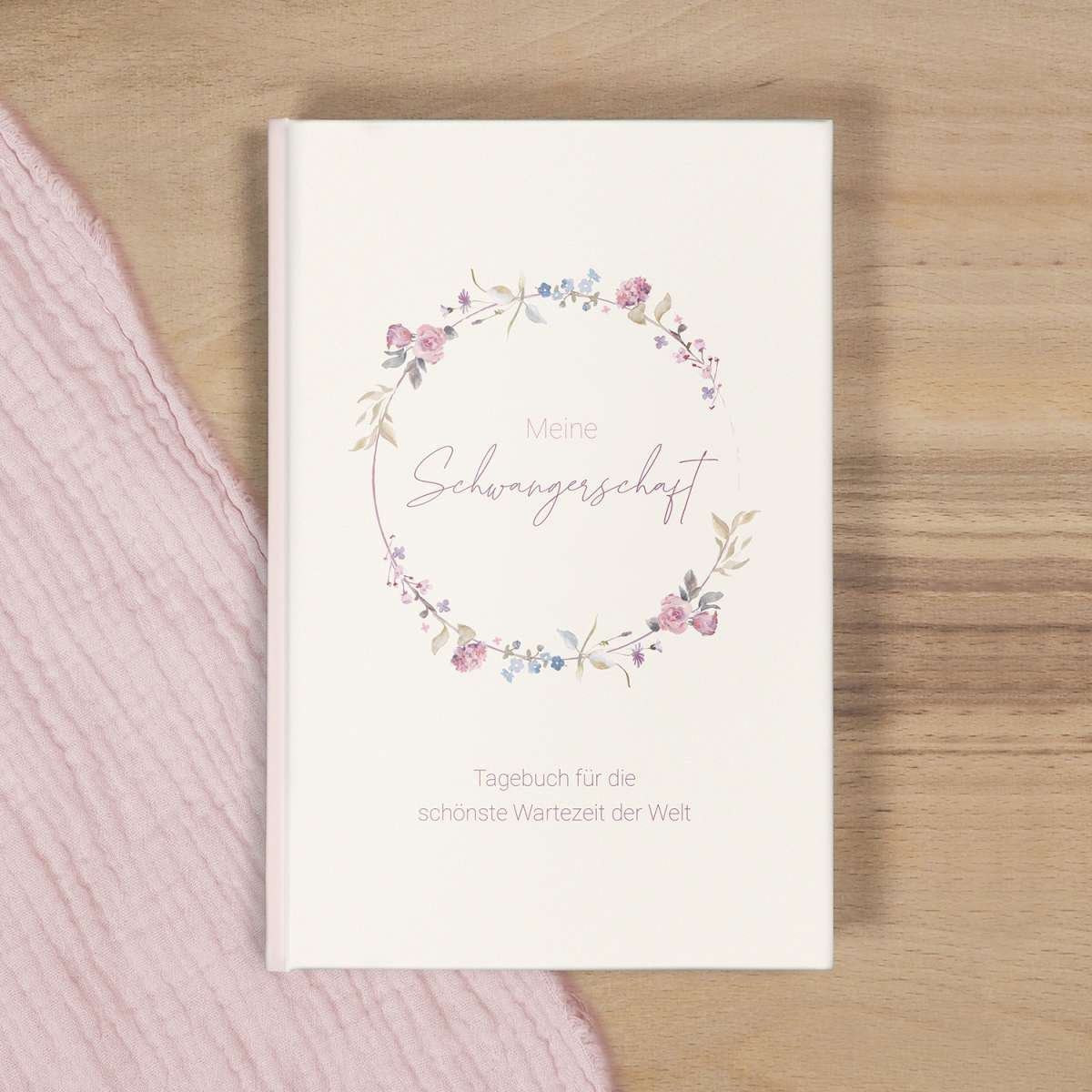 Erinnerungsbuch Schwangerschaft Rosa Blumen