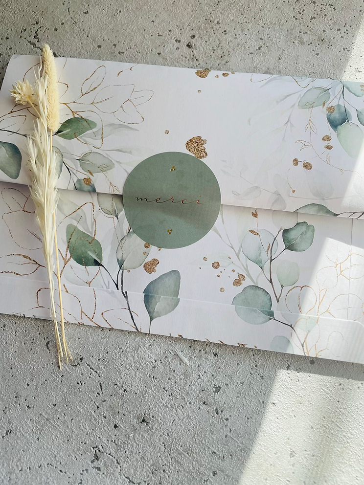 Papier Taschen  •Eukalyptus Golddesign• 10 Stk Eigenproduktion