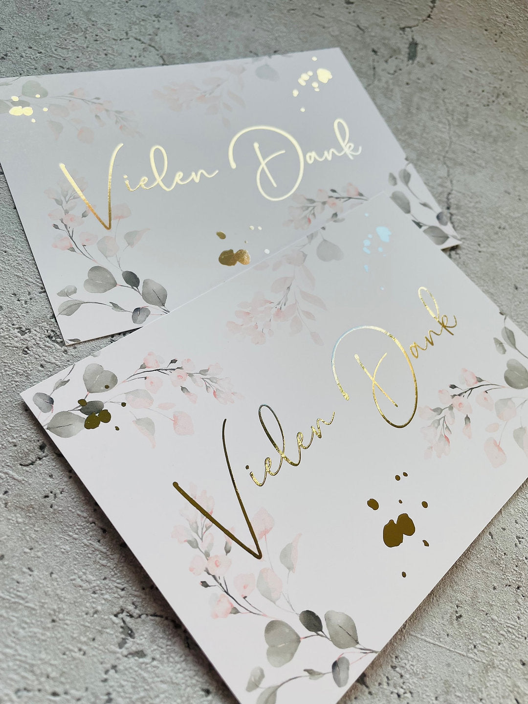 Karten  •VielenDank• mit Goldveredlung Aquarell Flowers