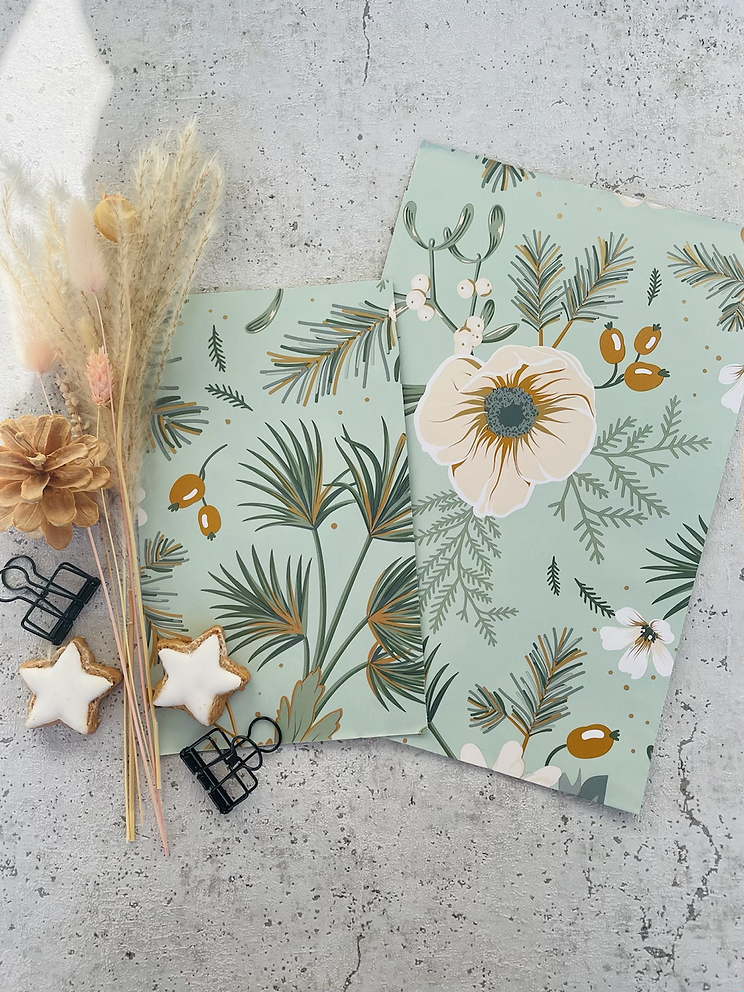 Papier Taschen  •winterflower green• 10 Stk