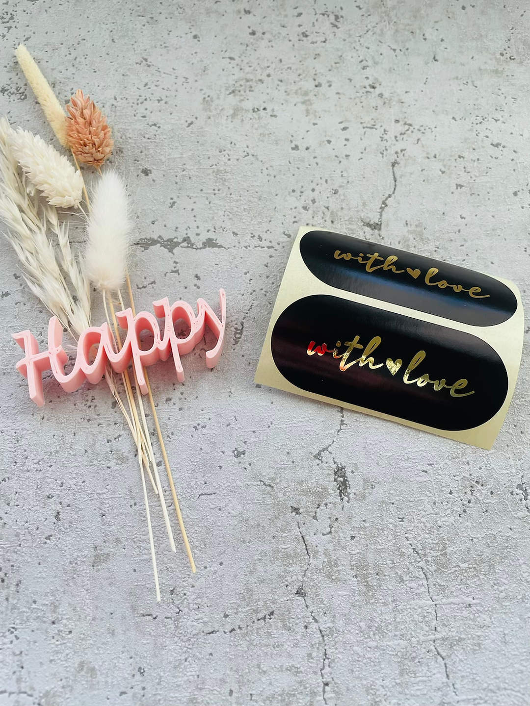 Sticker •with love• schwarz/gold• 10 Stk.