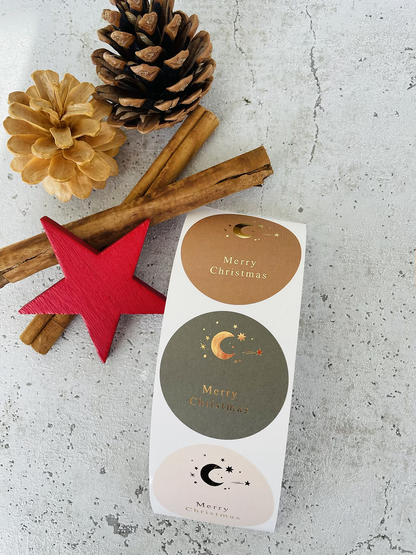 Sticker •Merry Christmas Mond gold• 10 Stk.