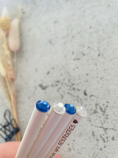 Bleistift mit Swarovski Kristall silber oder blau