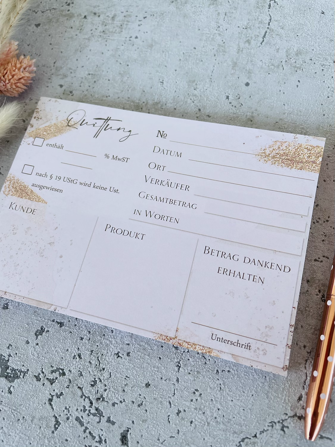 Quittungsblock A6 Golddesign