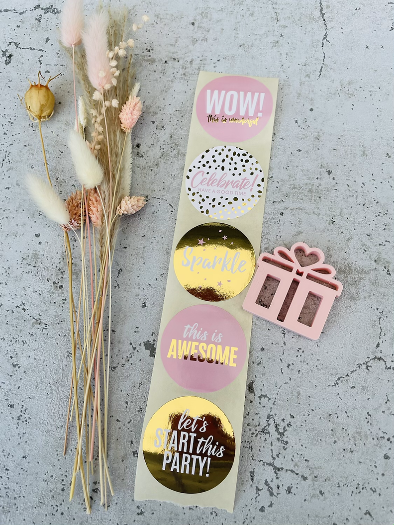 Sticker WOW gold /rosa