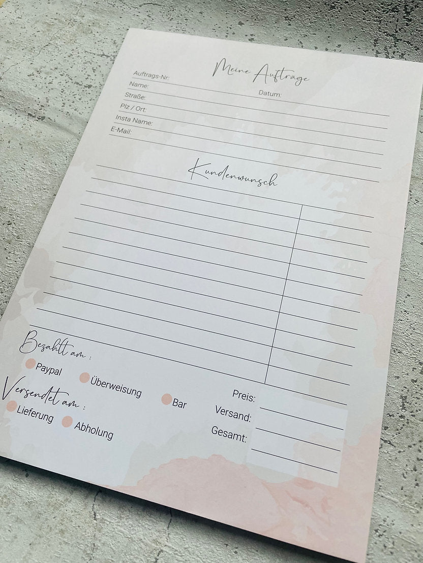 Auftragsblock A4 Aquarell Beige