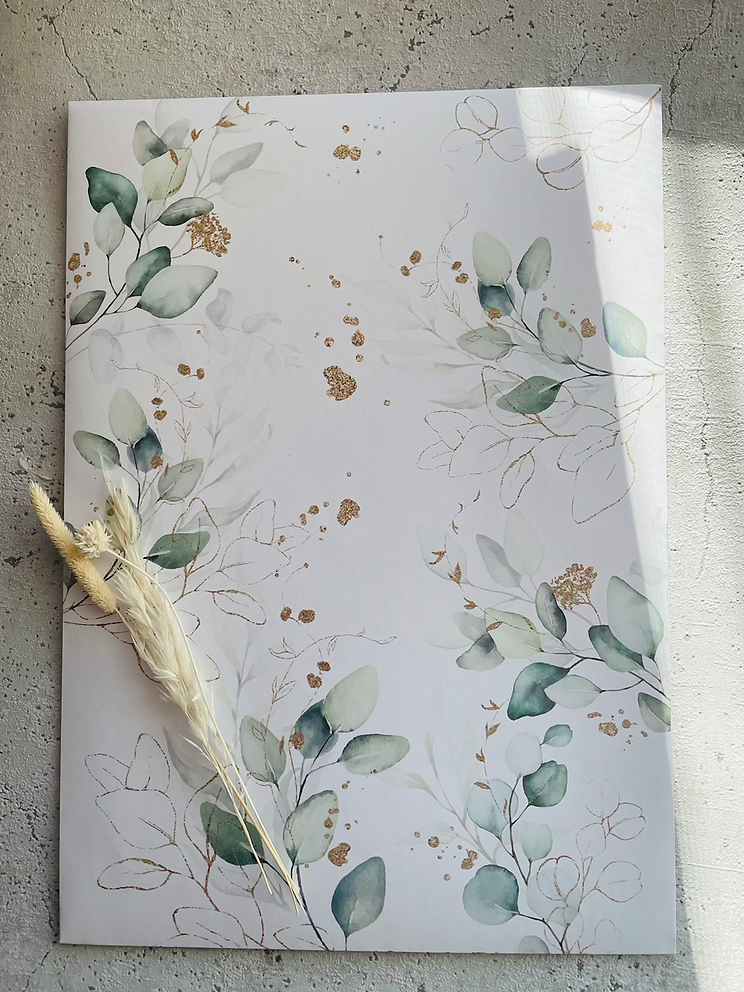 Papier Taschen  •Eukalyptus Golddesign• 10 Stk Eigenproduktion
