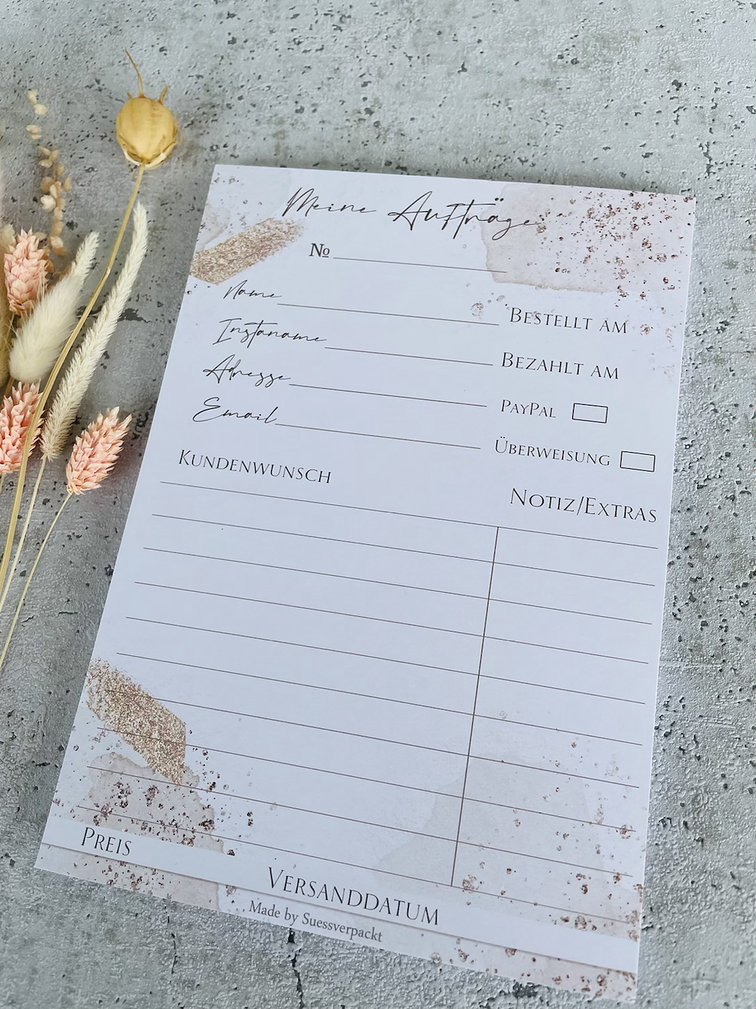 Auftragsblock •goldenes Design• 2021