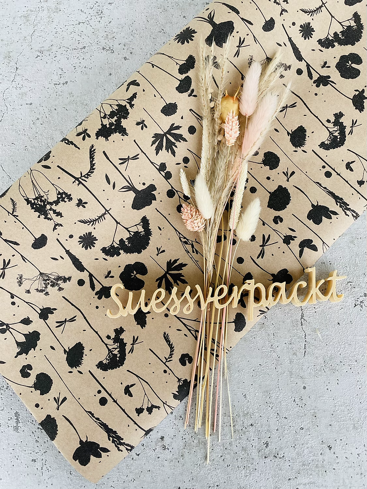 Geschenkpapier  50x300cm Kraftpapier Blumen