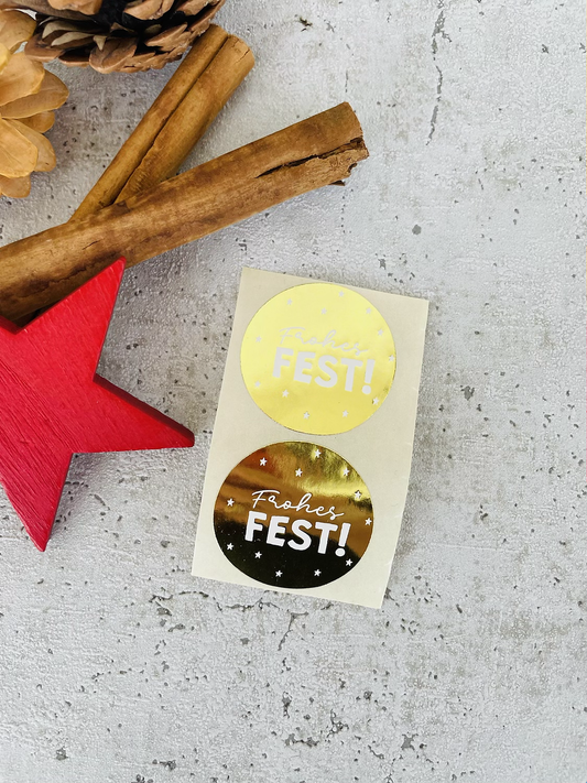 Sticker •Frohes Fest gold• 10 Stk.