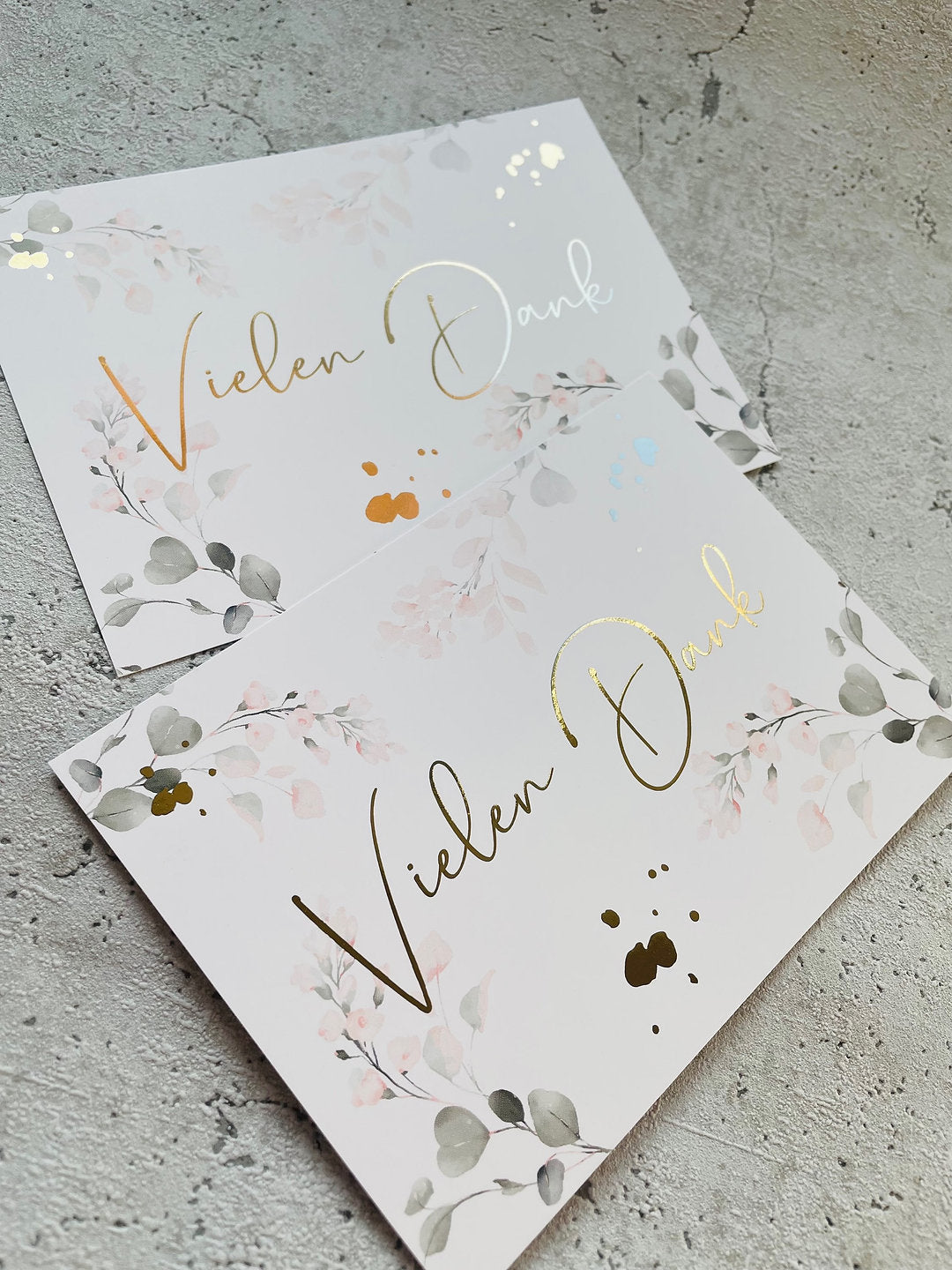 Karten  •VielenDank• mit Goldveredlung Aquarell Flowers