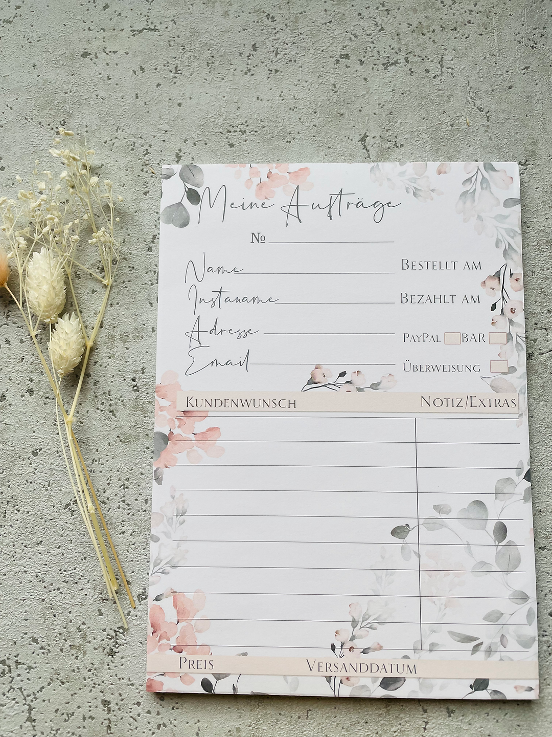 Auftragsblock A5 Aquarell Blumen