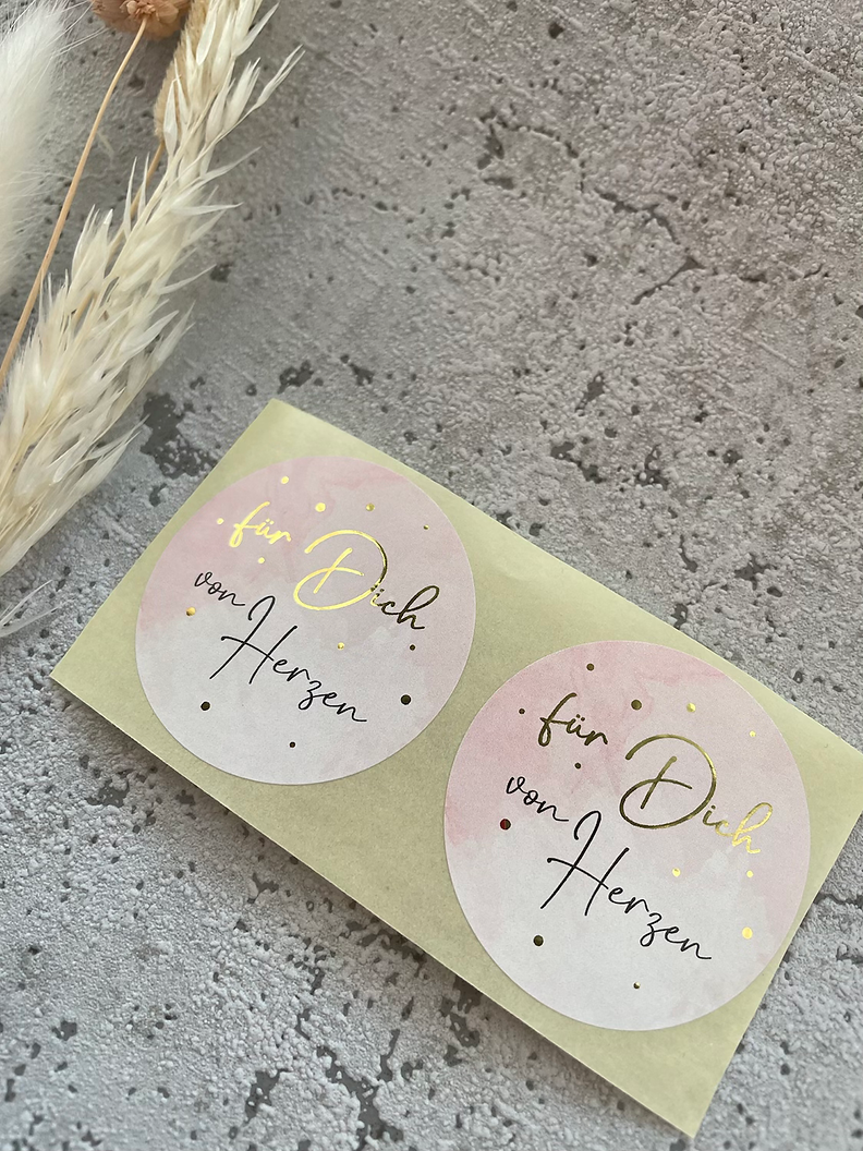 Sticker • für dich von Herzen • rosa /gold• 10 Stk.