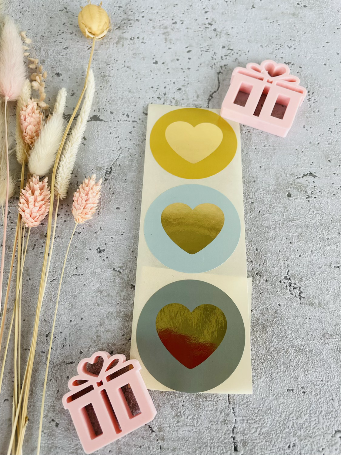 Sticker Herz Senfgelb /Blau