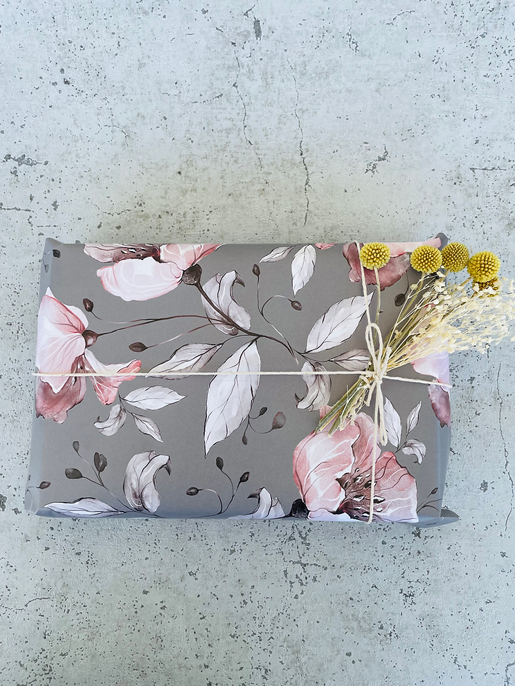 Geschenkpapier  Grey Flowers  50x70cm