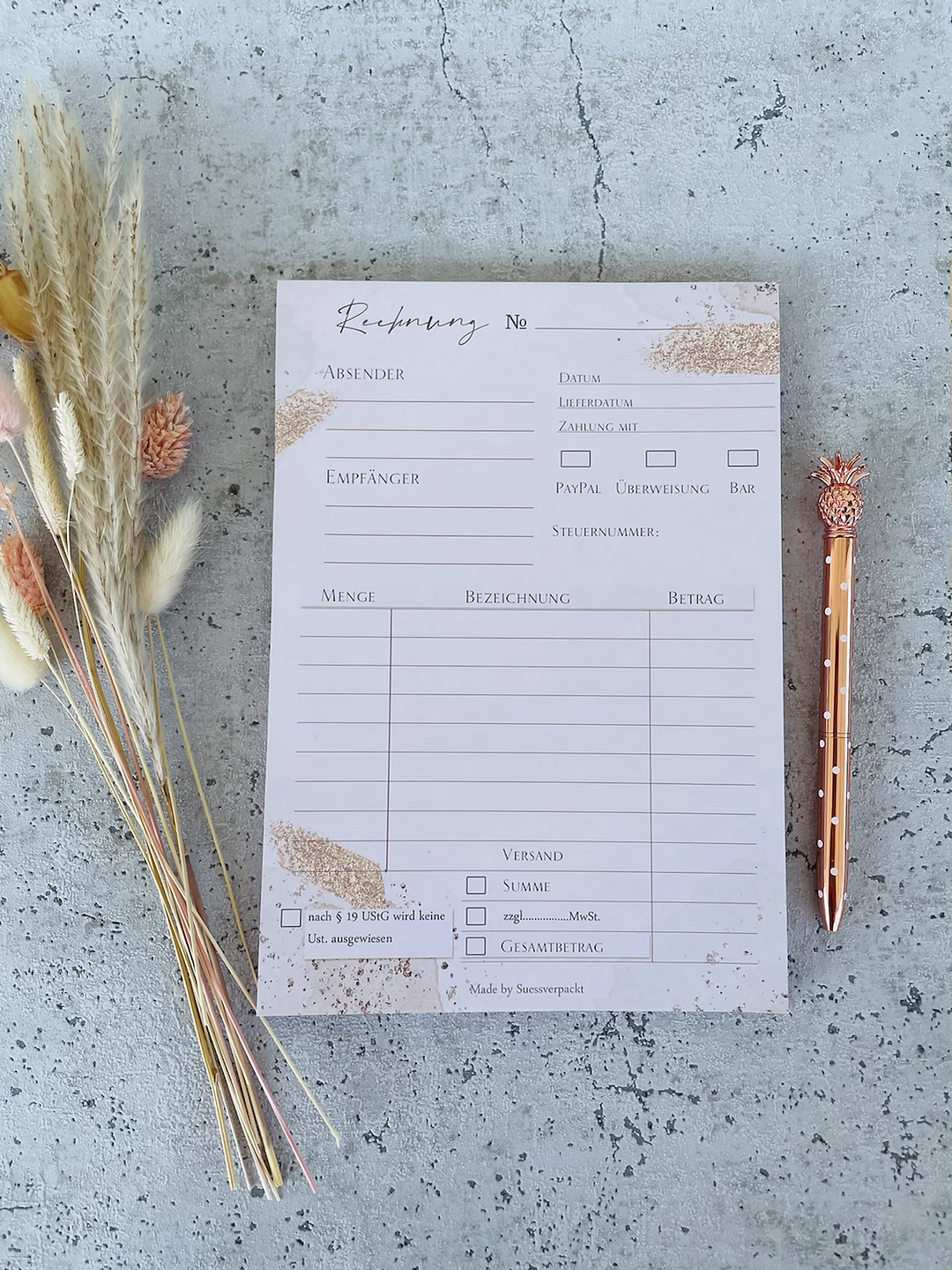 Rechnungsblock A5 Golddesign